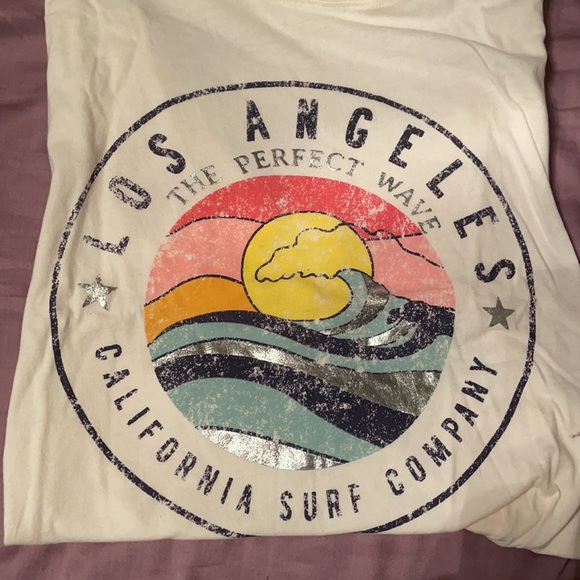 White t shirt with beach design XS - Picture 2 of 2
